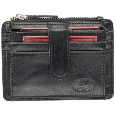 Porte-Cartes Rfid À Deux Volets En Cuir Véritable Equestrian2 De Mancini - Noir