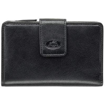 Portefeuille Rfid À Trois Volets En Cuir Véritable Equestrian2 De Mancini - Noir