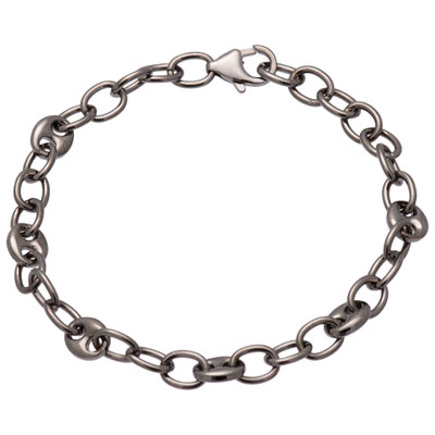 Image of Bronzoro Puffed Marine Link Bracelet in Ruthenium on Bronze