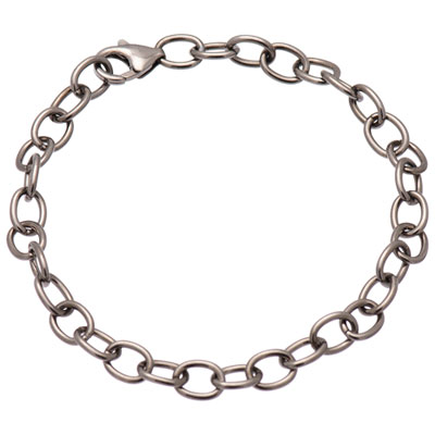 Image of Bronzoro Oval Rolo Link Bracelet in Ruthenium on Bronze