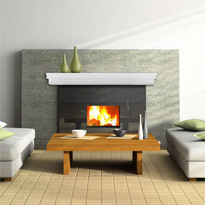 Image of Elements Montego 45   Wood Veneer Mantel / Wall Shelf - White
