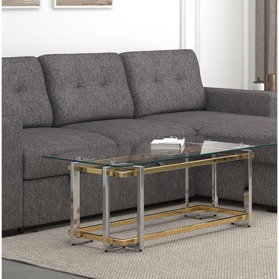 Image of Inspire Contemporary Rectangular Coffee Table - Silver/Gold
