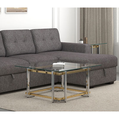 Image of Inspire Contemporary Square Coffee Table - Silver/Gold