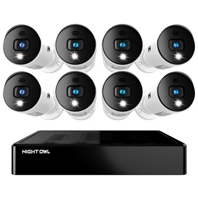 Image of Night Owl Wired 8-CH 1TB DVR Security System with 8 Bullet 1080p Full HD Cameras - Black/White