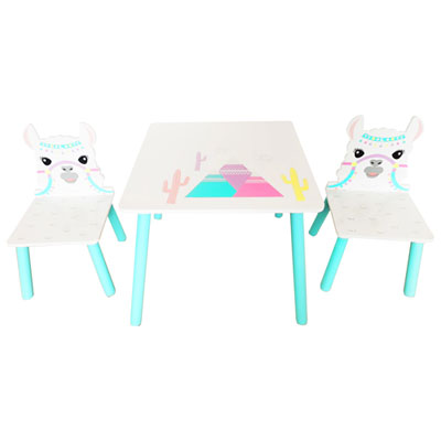 Image of Danawares Llama 3-Piece Kids Table & Chair Set - White