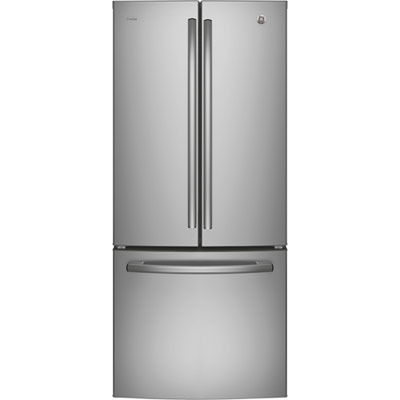 GE 30" 21 Cu. Ft. French Door Refrigerator with Water Dispenser (PNE21NYRKFS) - Stainless Steel For a 30” fridge it’s roomy & bright! Love the water dispenser/spout and the ice bucket is large