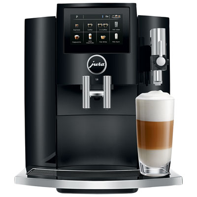 Image of Jura S8 Automatic Espresso Machine with Frother & Coffee Grinder - Piano Black