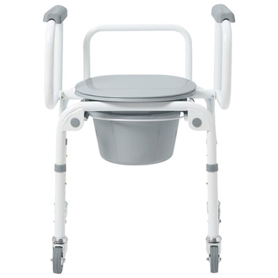 Image of Medline Padded Drop-Arm Commode with Lid