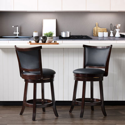 Image of Amber Emily Transitional Counter Height Barstool - Set of 2 - Black