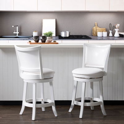 Image of Amber Emily Transitional Counter Height Barstool - Set of 2 - White