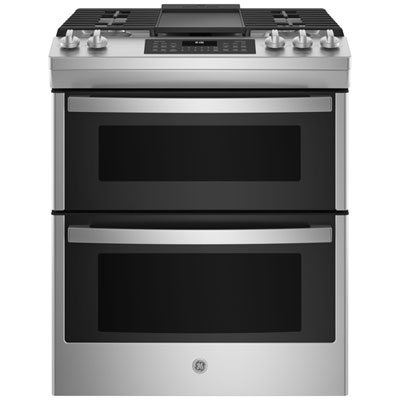 GE 30" 6.7 Cu. Ft. Double Oven 5-Burner Slide-In Gas Range (JCGSS86SPSS) - Stainless Steel Great features