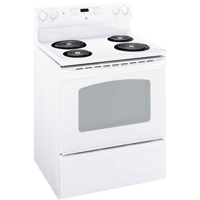 GE 30" 5 Cu. Ft. Freestanding Electric Coil Top Range (JCBS280DMWW) - White
