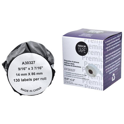 "Premium Tape Address Labels for Dymo LW - 9/16"" x 3 7/16"" - 130 Labels"