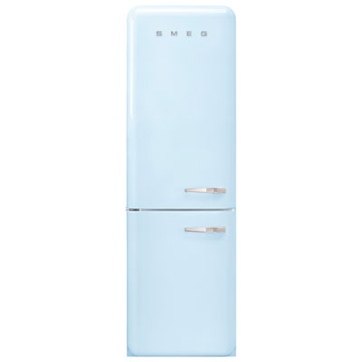 Smeg 50's Style 24" 12.9 Cu. Ft. Bottom Freezer Refrigerator w/ LED Lighting (FAB32ULPB3) - Pastel Blue