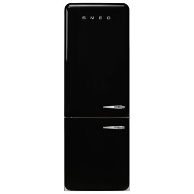 Smeg 50's Style 28" 18 Cu. Ft. Bottom Freezer Refrigerator with Ice Dispenser (FAB38ULBL) - Black