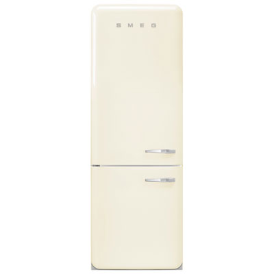 Réfrigérateur À Congélateur Inférieur 18 Pi³ 28 Po À Distributeur De Glaçons Années 50 De Smeg (Fab38Urcr) - Crème