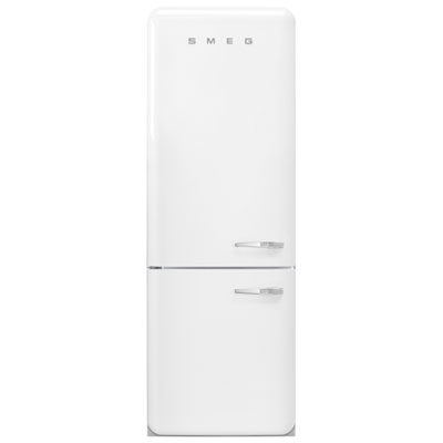 Smeg 50's Style 28" 18 Cu. Ft. Bottom Freezer Refrigerator with Ice Dispenser (FAB38ULWH) - White