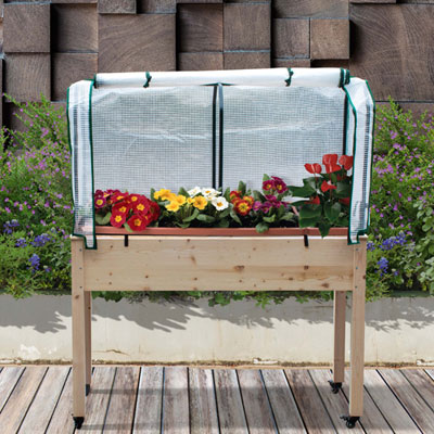 Image of Grapevine Wooden Rectangular Planter Box Greenhouse - Brown