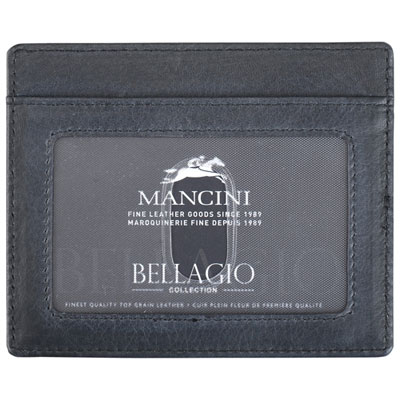 Image of Mancini Bellagio RFID Genuine Leather Money Clip Wallet with ID Window & 4 Credit Card Slots - Black