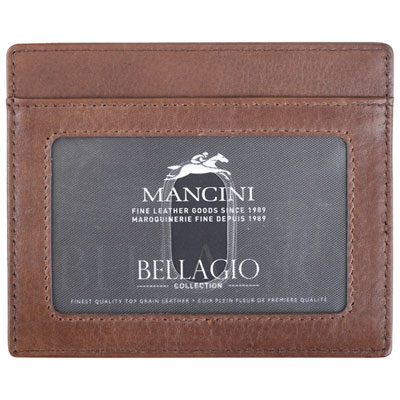 Image of Mancini Bellagio RFID Genuine Leather Money Clip Wallet with ID Window & 4 Credit Card Slots - Brown