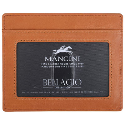 Image of Mancini Bellagio RFID Genuine Leather Money Clip Wallet with ID Window & 4 Credit Card Slots - Cognac