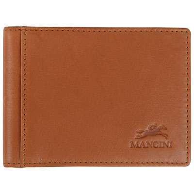 Mancini Bellagio RFID Genuine Leather Money Clip Wallet with ID Window - Cognac