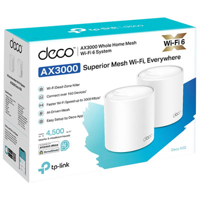 TP-Link Deco X50 AX3000 Whole Home Mesh Wi-Fi 6 System - 2 Pack