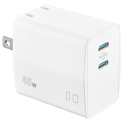 Insignia 45W 2-Port USB-C Wall Charger - White great backup charger for your purse