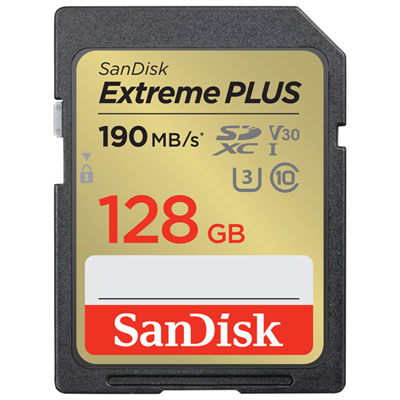 Image of SanDisk Extreme Plus 128GB 190MB/s SDXC Memory Card