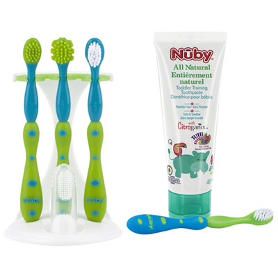 Image of Nuby & DR. Talbot's Oral Care Set Toothpaste & Toothbrush - Blue/Green