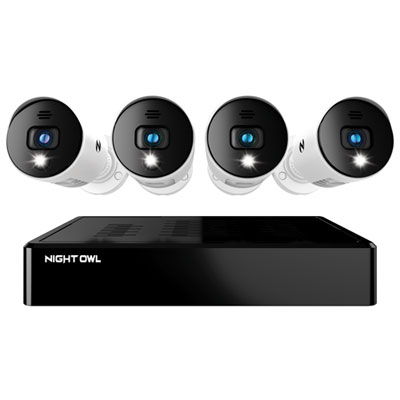 Image of Night Owl Wired 8-CH 1TB DVR Security System with 4 Bullet 1080p Full HD Cameras - Black/White