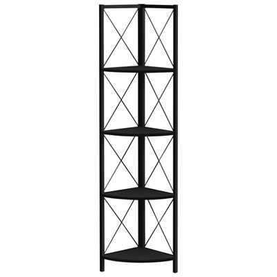 Image of Monarch Specialties 60   4-Shelf Metal Corner Bookcase - Black