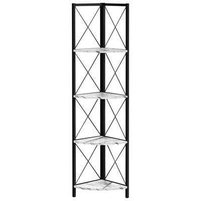 Image of Monarch Specialties 60   4-Shelf Metal Corner Bookcase - White