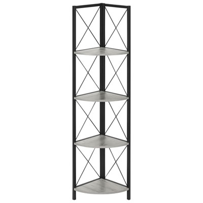 Monarch Specialties 60" 4-Shelf Metal Corner Bookcase - Grey