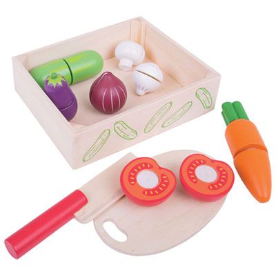 Image of Bigjigs Toys Wooden Cutting Vegetable Crate