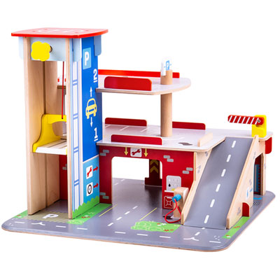 Image of Bigjigs Toys Wooden Park & Play Garage