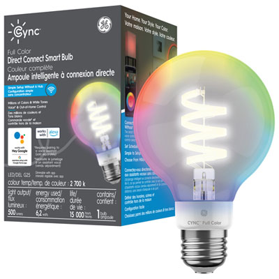 GE Cync Full Colour G25 Indoor Smart LED Light Bulb Save on the electric bill and provides mood lighting