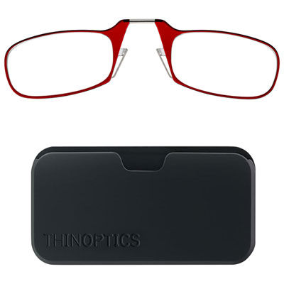 ThinOptics Black Pod & Reading Glasses with +1.5 Lens Strength - Red