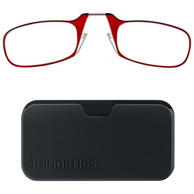 Image of ThinOptics Black Pod & Reading Glasses with +2.5 Lens Strength - Red