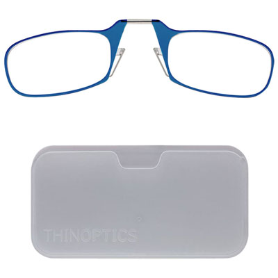 ThinOptics White Pod & Reading Glasses with +2.0 Lens Strength - Blue