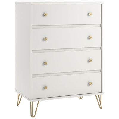Image of Finely Contemporary 4-Drawer Dresser - White
