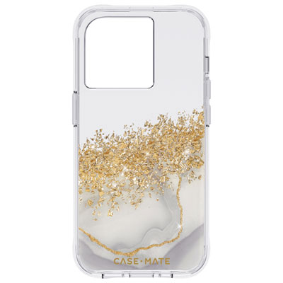 Case-Mate Karat Marble Fitted Hard Shell Case for iPhone 14 Pro - Clear/Gold