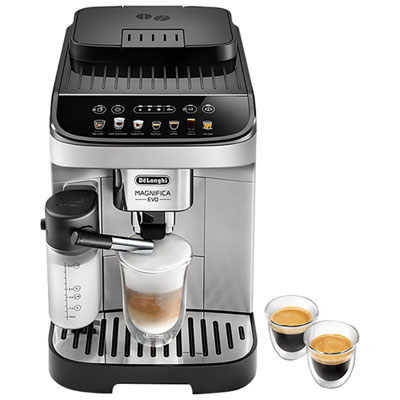 Image of DeLonghi Magnifica Evo Automatic Espresso Machin with Frother & Grinder & Over Ice Function-Silver/Black