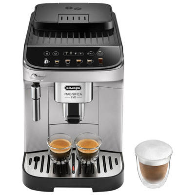 Image of De'Longhi Magnifica Evo Automatic Espresso Machine with Frother & Coffee Grinder - Silver/Black