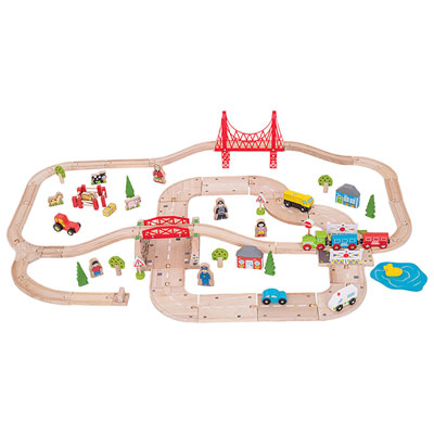 Image of Bigjigs Toys Rural Rail and Road Train Set
