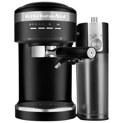 Image of KitchenAid Semi-Automatic Espresso Machine with Automatic Milk Frother Attachment - Black Matte
