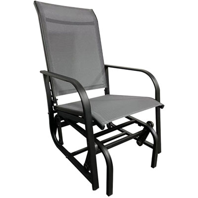 Image of Corriveau Sling Glider Metal Patio Chair - Grey
