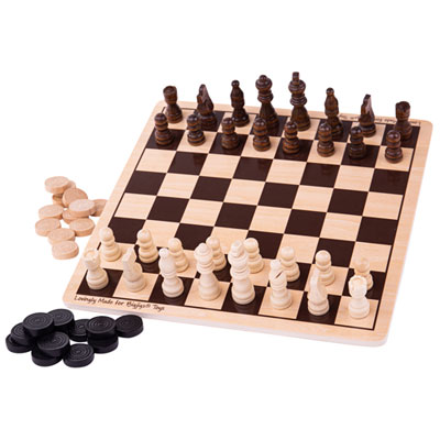 Image of Bigjigs Toys Draughts and Chess Board Game Set
