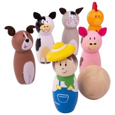Image of Bigjigs Toys Wooden Farm Skittles