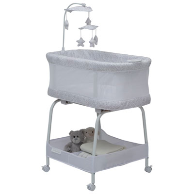 Image of Delta Children Sweet Breeze Bassinet with Airflow Mesh - White/Grey